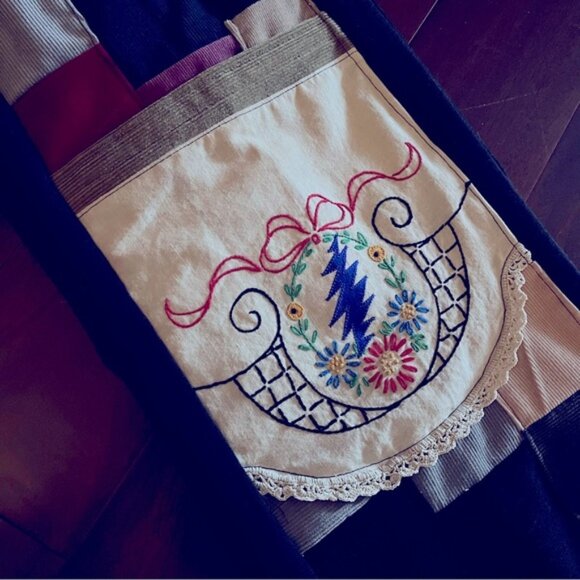 Corduroy patchwork flares bell bottoms grateful stealie dead shakedown ❤️⚡️💙 - Picture 3 of 13